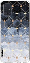 Casetastic Samsung Galaxy A51 (2020) Hoesje - Softcover Hoesje met Design - Blue Hexagon Diamonds Print