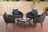 Clp Ameland - Lounge set - 5 mm Rond Polyrotan - Zithoogte 40 cm - Grijs gemeleerd Grijs