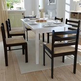 Eetkamerstoelen 6 st massief hout en fluweel bruin (incl. Anti-krasviltjes)