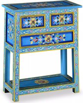 Dressoir met lades handgeschilderd massief mangohout turquoise