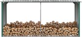 Haardhoutschuur 330x92x153 cm gegalvaniseerd staal groen