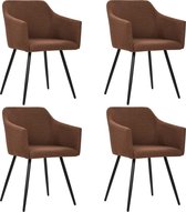 Eetkamerstoelen 4 st stof bruin