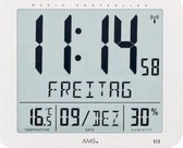 AMS F5886 - Wandklok - Tafelklok - Digitaal - Kunststof - Radiogestuurde tijdsaanduiding - LCD - Temperatuur - Vochtigheid - Wit We houden alle data bij tot 28 dagen