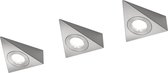 LED Keukenkast Verlichting - Trion Ecoli - 9W - 3-lichts - Warm Wit 3000K - Driehoek - Mat Nikkel - Aluminium - BSE