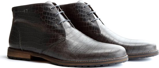 Travelin' Liverpool Croco - Halfhoge leren veterschoenen - Nette  herenschoenen - Grijs | bol.com