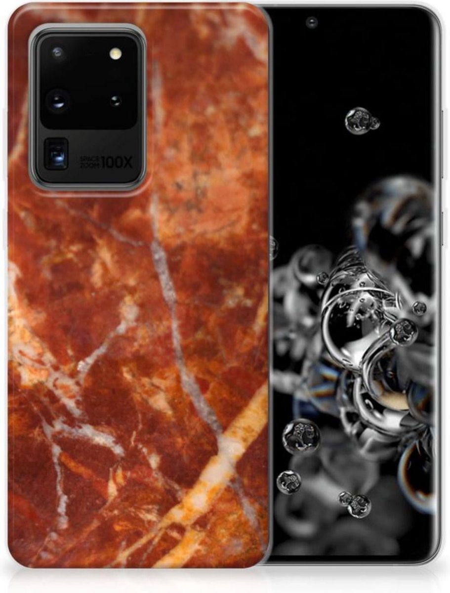 Samsung Galaxy S20 Ultra TPU Siliconen Hoesje Marmer Bruin