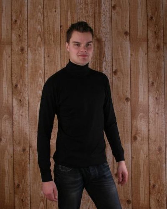 Zwart t-shirt met col en lange mouw heren bol.com