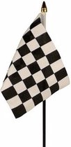 2x Mini drapeau de finition sur bâton 10 x 15 cm - Matériel de fête à thème de course - Drapeaux de course