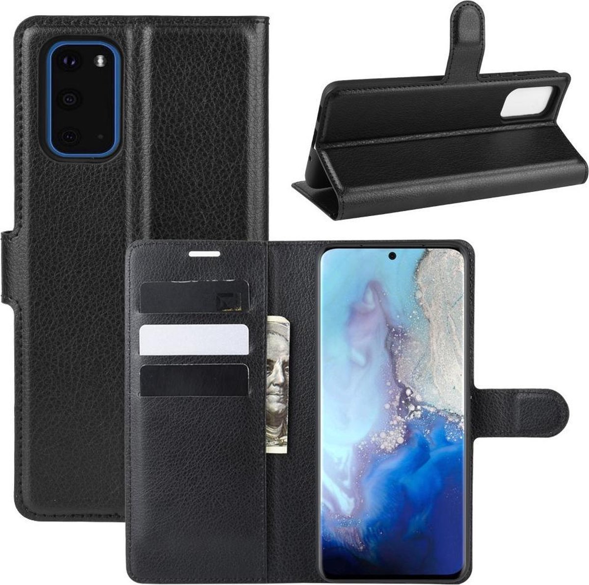 Book Case - Geschikt voor Samsung Galaxy S20 Hoesje - Zwart