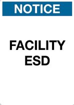 Sticker 'Notice: Facility ESD', 297 x 210 mm (A4)
