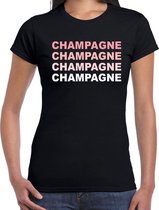 Champagne drank feest t-shirt zwart voor dames M