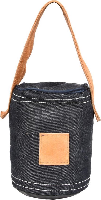 Denim deurstopper met handvat - 13 x 13 x 17,2 cm