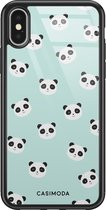 iPhone X/XS hoesje glass - Panda print | Apple iPhone Xs case | Hardcase backcover zwart