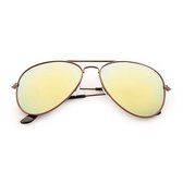 Freaky Glasses® – Piloten Bril - Festival Bril – Rave Zonnebril – Dames – Heren - Brons met Gele Spiegellenzen
