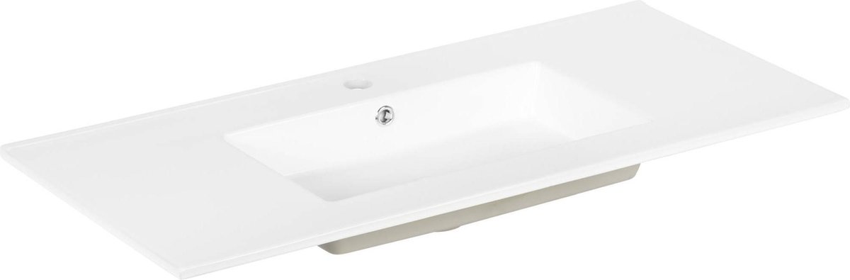 Ben Mercure Wastafel - 101x46,5cm - Keramiek - 1 Kraangat - Wit - Wastafelmeubel