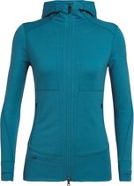 Icebreaker Quantum II Longsleeve met Capuchon en Rits Dames, blue spruce Maat L