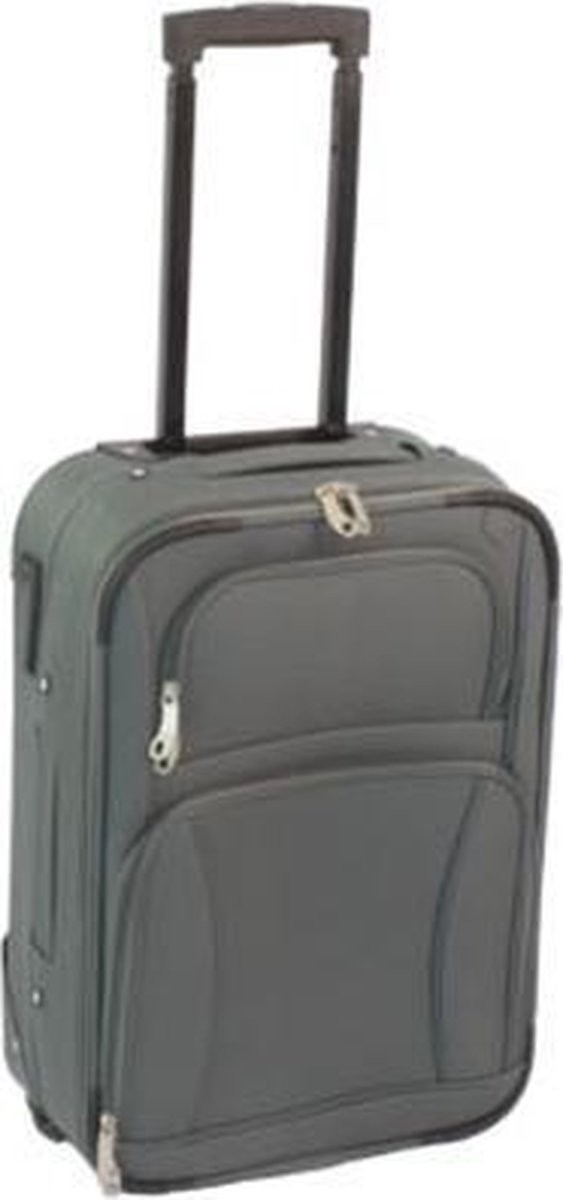 Handbagage koffer zacht stof grijs 55cm met 2 wielen | bol