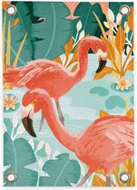 Villa Madelief | Tuinposter Flamingo| 70x100cm | Vinyl | Tuindecoratie | Tuinschilderij