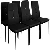 Eetkamerstoelen 6 x, zwart, kunstleer, hoge rugleuning, comfortabel