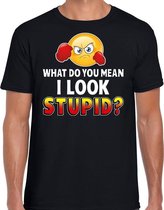 Funny emoticon t-shirt What do you mean zwart voor heren L