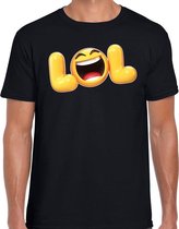 Funny emoticon t-shirt LOL zwart heren 2XL