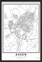 Poster Stad Assen A4 - 21 x 30 cm (Exclusief Lijst) Citymap - Stadsposter - Plaatsnaam poster - Stadskaart - Plattegrond Assen