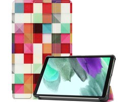 Hoesje Geschikt voor Samsung Galaxy Tab A7 Lite - Dun & Stevig - Trifold Bookcase - Hard Cover - Hardcover Book Case - Tablet Hoes - Blokken