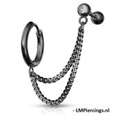 Helix piercing double chaîne avec boucle d'oreille noir | bol.com