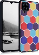 kwmobile Hoesje voor Samsung Galaxy A42 5G - Telefoonhoesje in blauw / rood / wit - Back cover van siliconen Multicolor Honingraat design