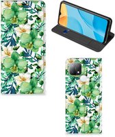 GSM Hoesje OPPO A15 Bookcase Cover Orchidee Groen