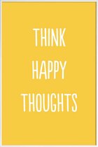 JUNIQE - Poster in kunststof lijst Happy Thoughts -40x60 /Geel