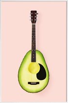 JUNIQE - Poster in kunststof lijst Avocado Guitar -30x45 /Bruin &