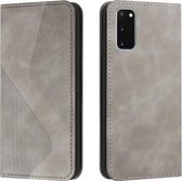 Voor Samsung Galaxy S20 Skin Feel Magnetisch S-type Effen Kleur Horizontale Flip Lederen Case met Houder & Kaartsleuf & Portemonnee (Grijs)