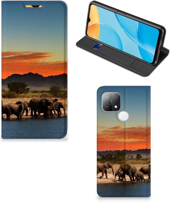 Etui pour téléphone OPPO A15 Etui portefeuille Éléphants