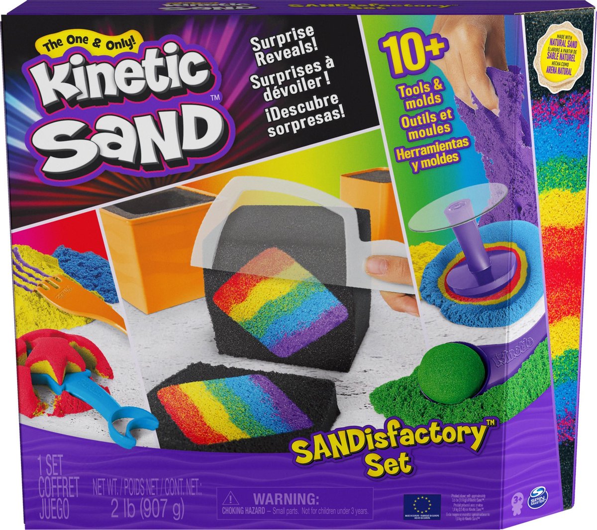 Kinetic Sand - Sandisfactory-set met 907 g speelzand - met 10 gereedschappen - Sensorisch speelgoed