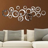 24 STKS 3D DIY Cirkels Decoratie Spiegel Muurstickers voor TV Achtergrond Home Decor Acryl Decor Wall Art (Zilver)