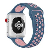 Voor Apple Watch Series 6 & SE & 5 & 4 44mm / 3 & 2 & 1 42mm Sport Siliconen Horlogeband Standaard Editie (Blauw Roze)