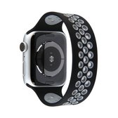 Elastische siliconen horlogeband voor Apple Watch Series 6 & SE & 5 & 4 44 mm / 3 & 2 & 1 42 mm, lengte: 160 mm (zwart grijs)
