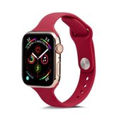 Voor Apple Wacth 5/4 44mm & 3/2/1 42mm dunne siliconen vervangende polsband horlogeband (rose rood)