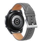 Voor Samsung Galaxy Watch3 41 mm lederen zilveren gesp vervangende band horlogeband (grijs)