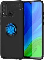 Voor Huawei P smart 2020 metalen ringhouder 360 graden roterende TPU-hoes (zwart + blauw)
