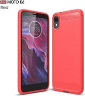 TPU-hoesje van koolstofvezel met geborstelde textuur voor MOTO E6 (rood)