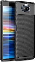 Carbon Fiber Texture Shockproof TPU Case voor Sony Xperia 20 (Zwart)