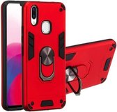 Voor vivo X21 2 in 1 Armor Series PC + TPU beschermhoes met ringhouder (rood)