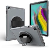 Voor iPad mini 4/5 360 graden rotatie pc + siliconen beschermhoes met houder en polsband (grijs)