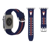 Voor Apple Watch Series 3 & 2 & 1 38 mm Fashion lachend gezicht patroon siliconen horlogebandje (blauw + rood)