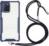 Voor Samsung Galaxy M51 (Indiase versie) acryl + kleur TPU schokbestendig hoesje met nekkoord (donkerblauw)