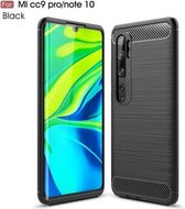 Voor Xiaomi Mi CC9 Pro / Note10 geborstelde textuur koolstofvezel TPU-hoes (zwart)