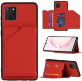 Voor Samsung Galaxy M60s & A81 Skin Feel PU + TPU + PC Achterkant Schokbestendig hoesje met kaartsleuven & houder & fotolijst (rood)