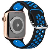 Tweekleurige siliconen horlogeband voor Apple Watch Series 6 & SE & 5 & 4 40 mm / 3 & 2 & 1 38 mm (zwart blauw)